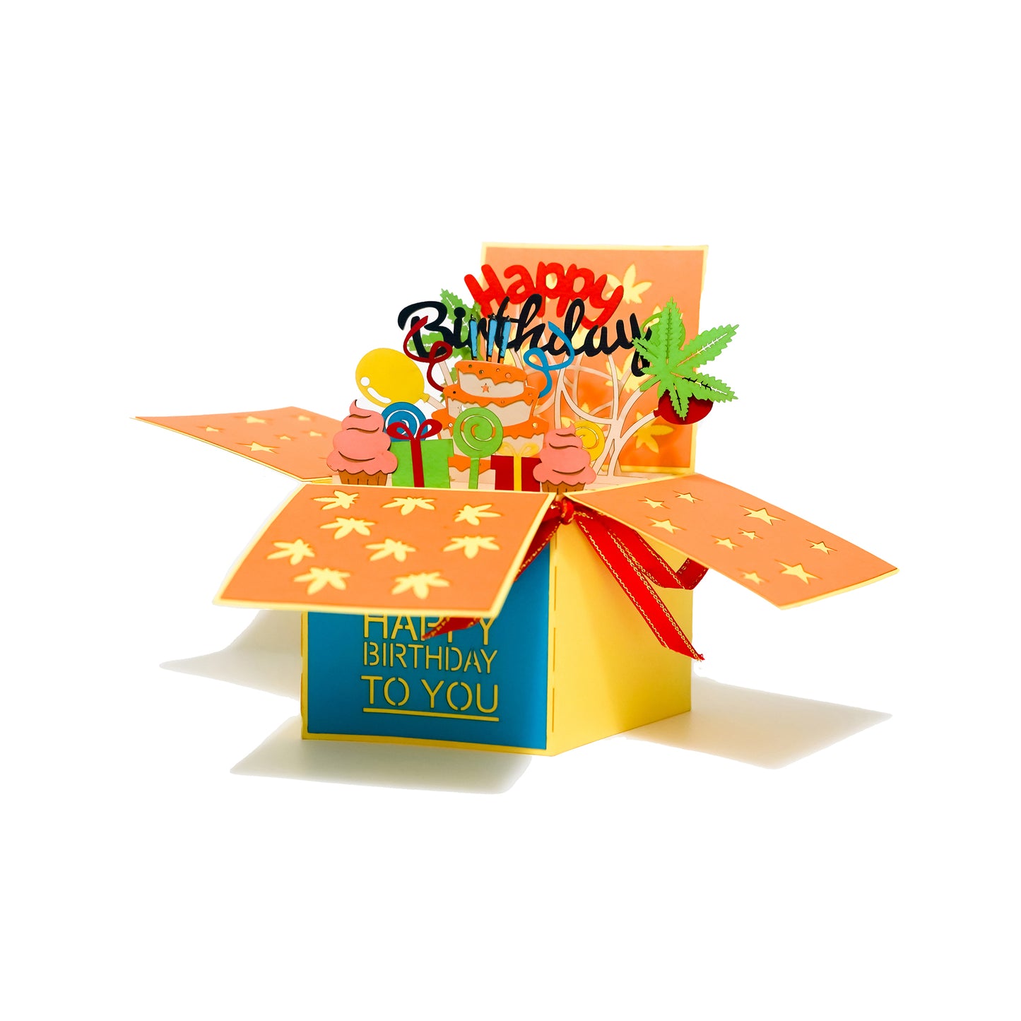 Pop Up and Pot Up Birthday Box 3D Greeting Card