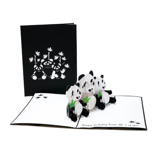 Panda-muonium Group 3D Greeting Card